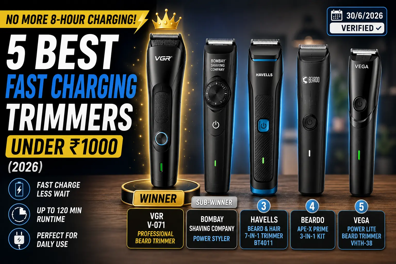 best fast charging trimmers under 1000 in india 2026 — honest buying guide comparison