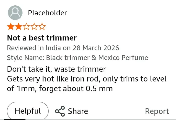 Bombay Shaving Company Power Styler negative Amazon review — heating issue