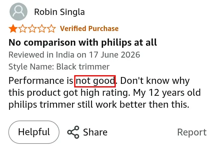 Bombay Shaving Company Power Styler poor performance Amazon review screenshot