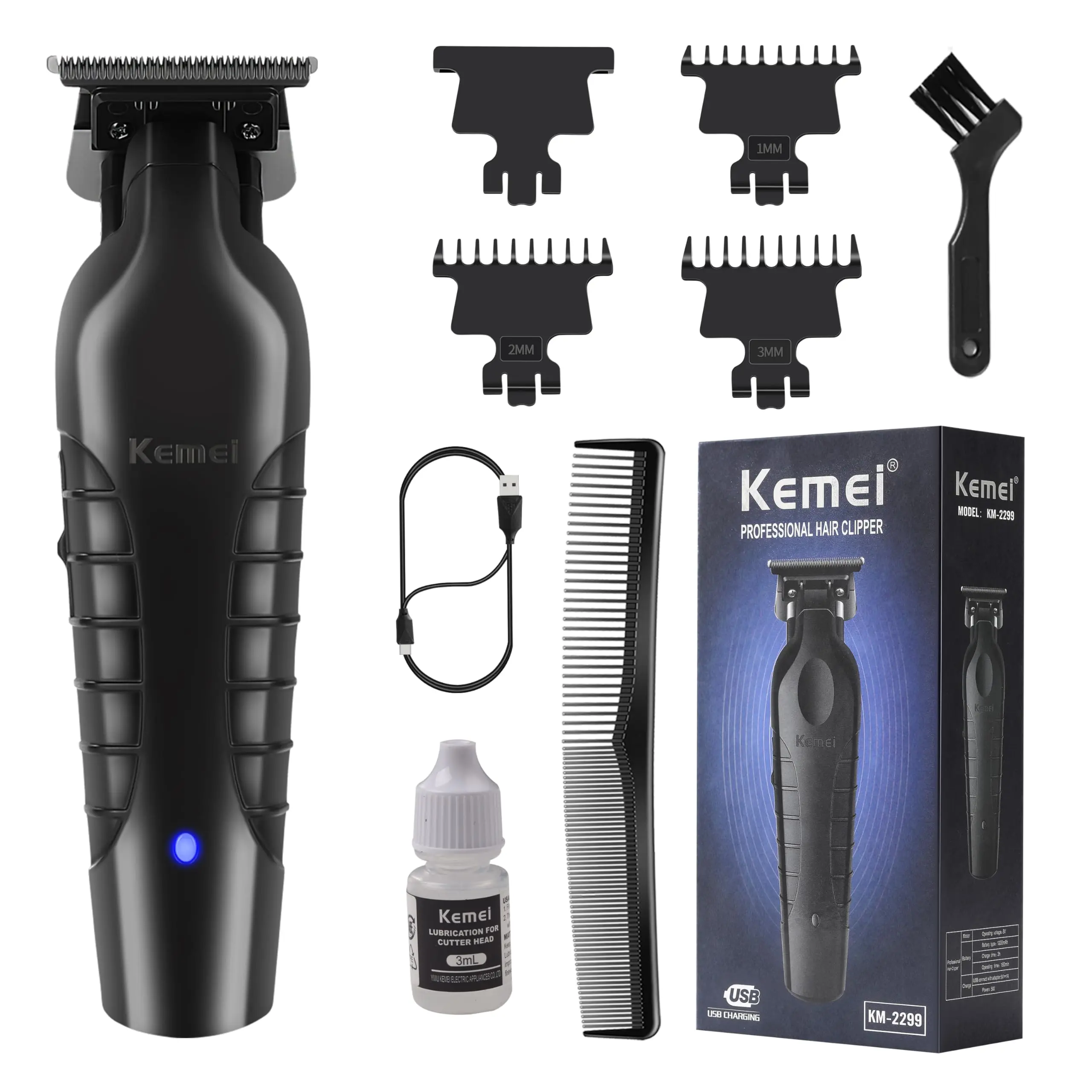 kemei 2299 professional zero gapped t-blade trimmer — precision lineup barber tool india 2026