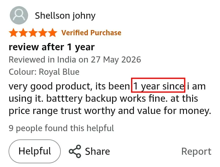 Philips BT3325 1 year long term use Amazon India review screenshot 2026