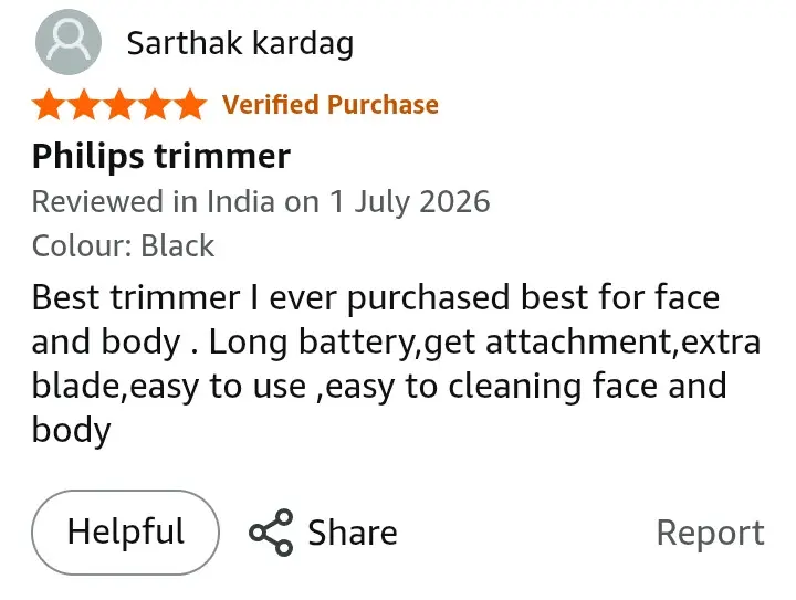 Philips OneBlade Turbo2X positive Amazon review screenshot
