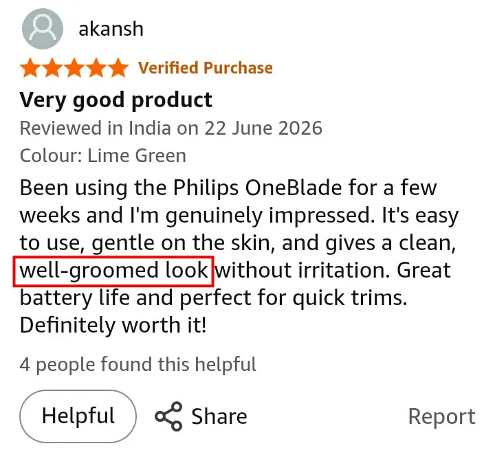 OneBlade Turbo2X customer showing clean shave look result