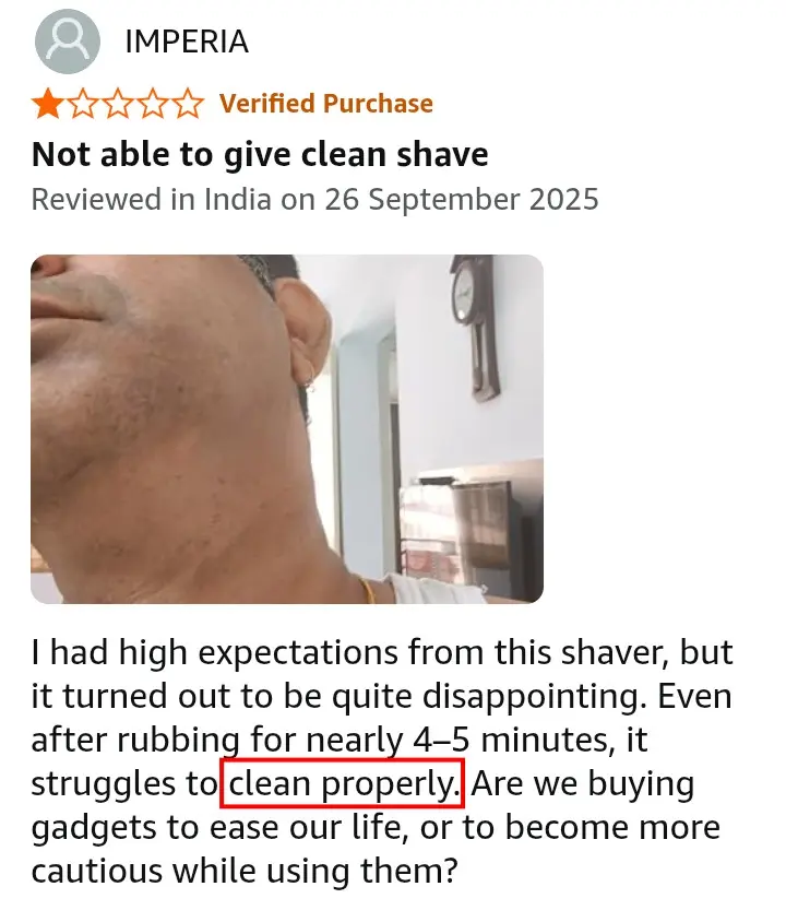 Philips X3063 buyer reporting inconsistent clean shave results