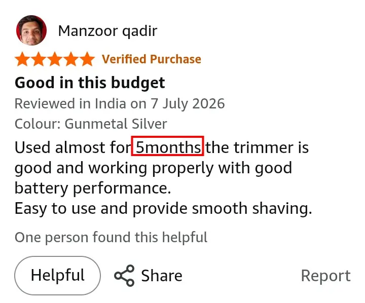 VGR V-071 five months long term consistent performance Amazon review screenshot