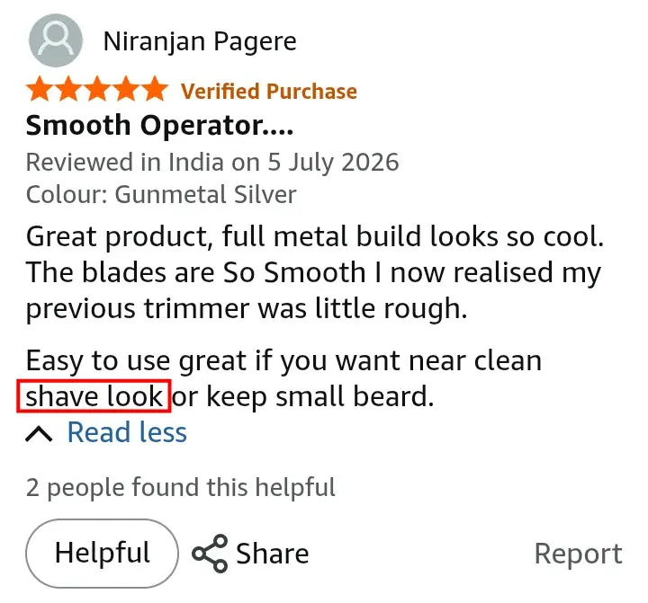 VGR V-071 buyer review showing near-clean shave result