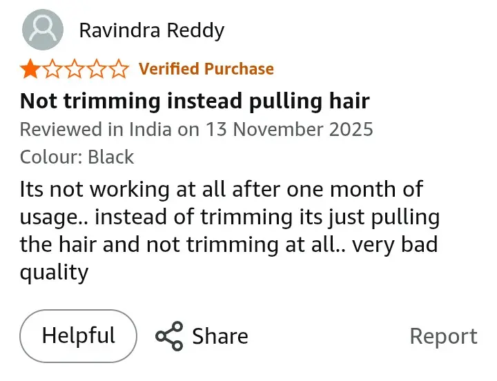 VGR V-937 negative Amazon review — hair pulling complaint