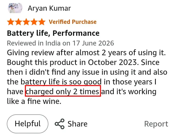 MI Beard Trimmer 2C real battery life Amazon India public buyer review screenshot 2026