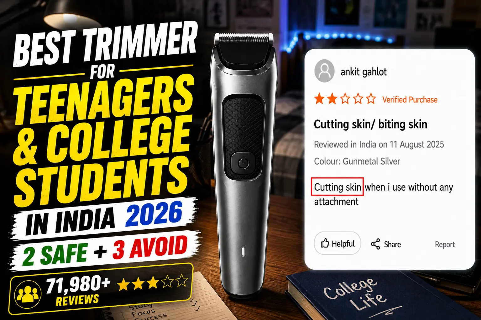Philips BT3325 safest first beard trimmer for teenagers India 2026 review banner