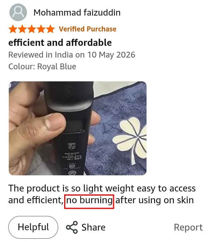 Philips BT3325 Amazon review — no burning on sensitive skin