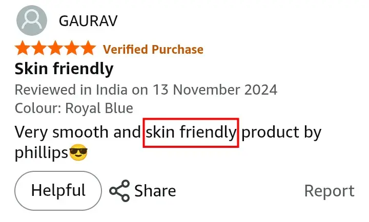 Philips BT3325 skin friendly Amazon review screenshot