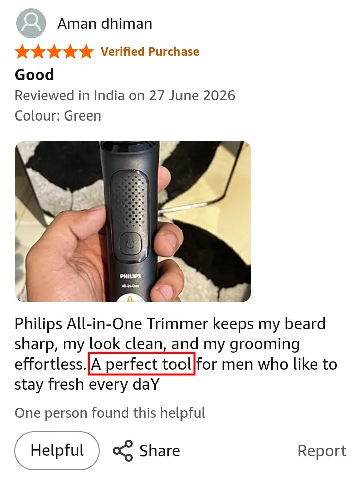 Philips MG3927 perfect tool Amazon review screenshot