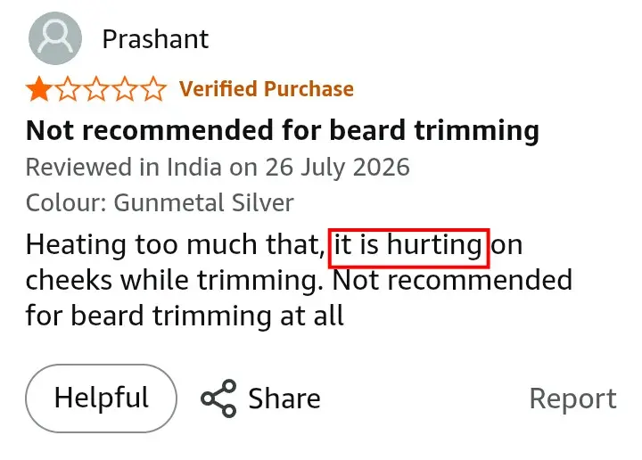 VGR V-071 negative Amazon review — skin issues